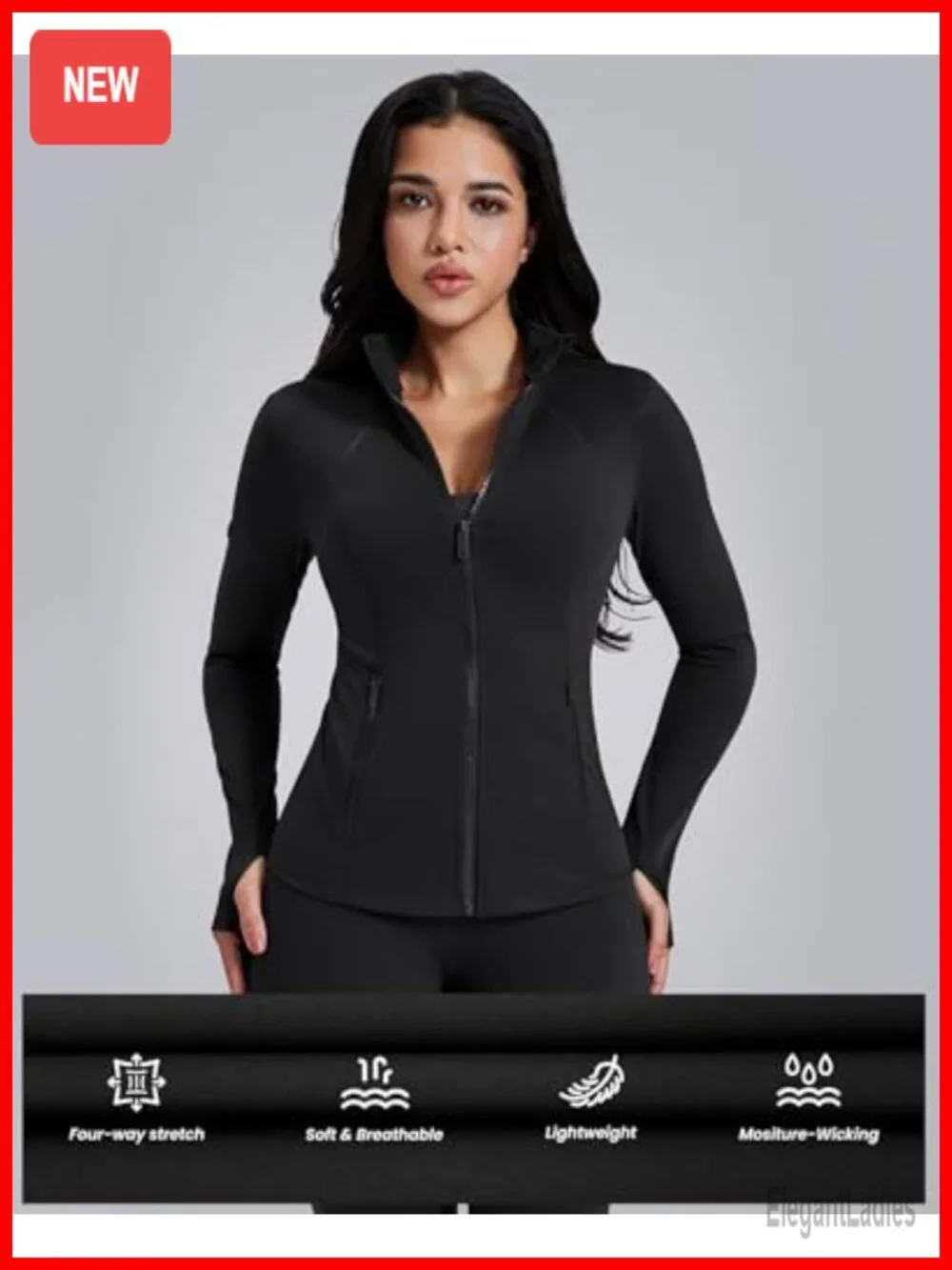 Women's Slim Fit Athletic Zip Up Jacket Lightweight Running Gym Top with